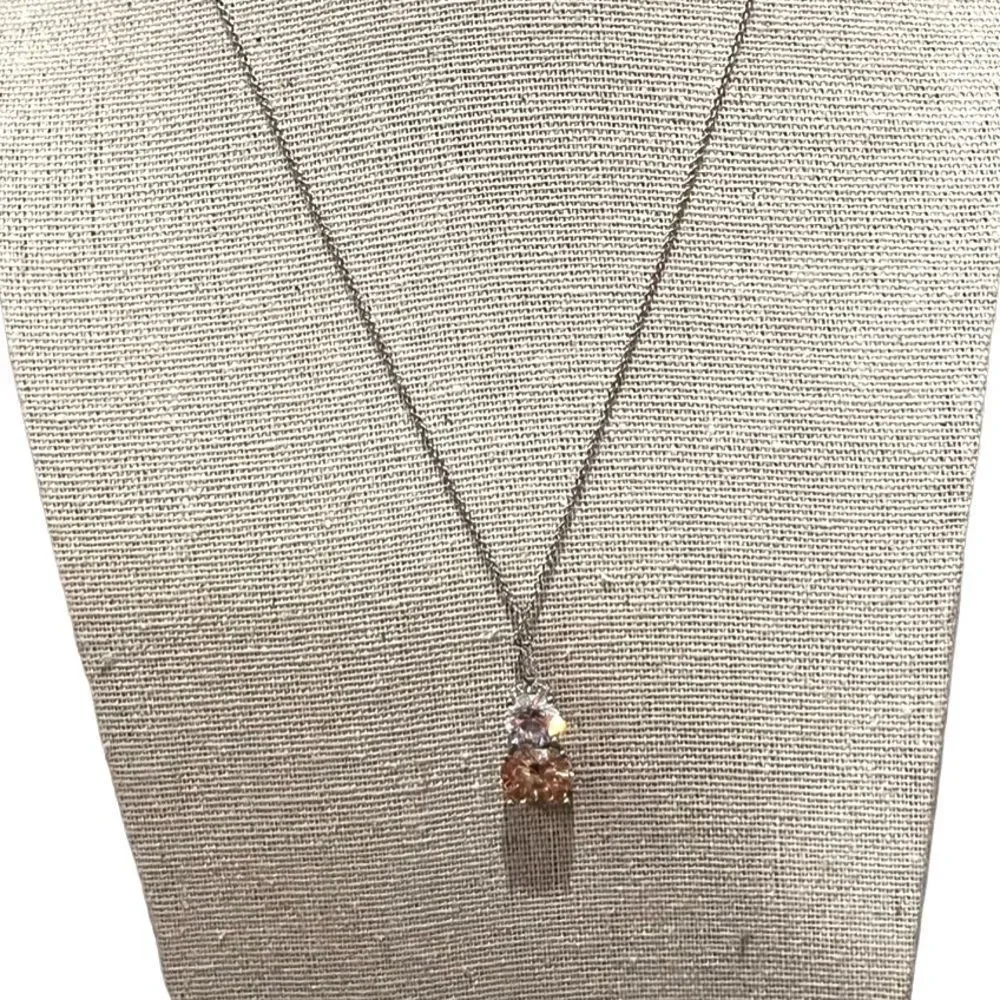 NWOT Crislu silver, CZ and champagne stone pendant necklace. Perfect condition! - Picture 4 of 4
